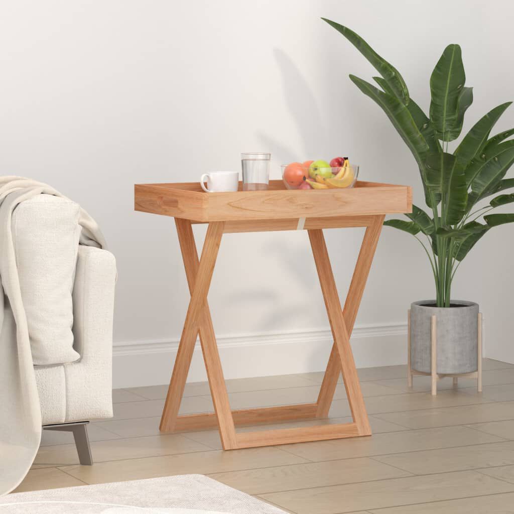 vidaXL Folding Tray Table 52x36x56.5 cm Solid Wood Walnut