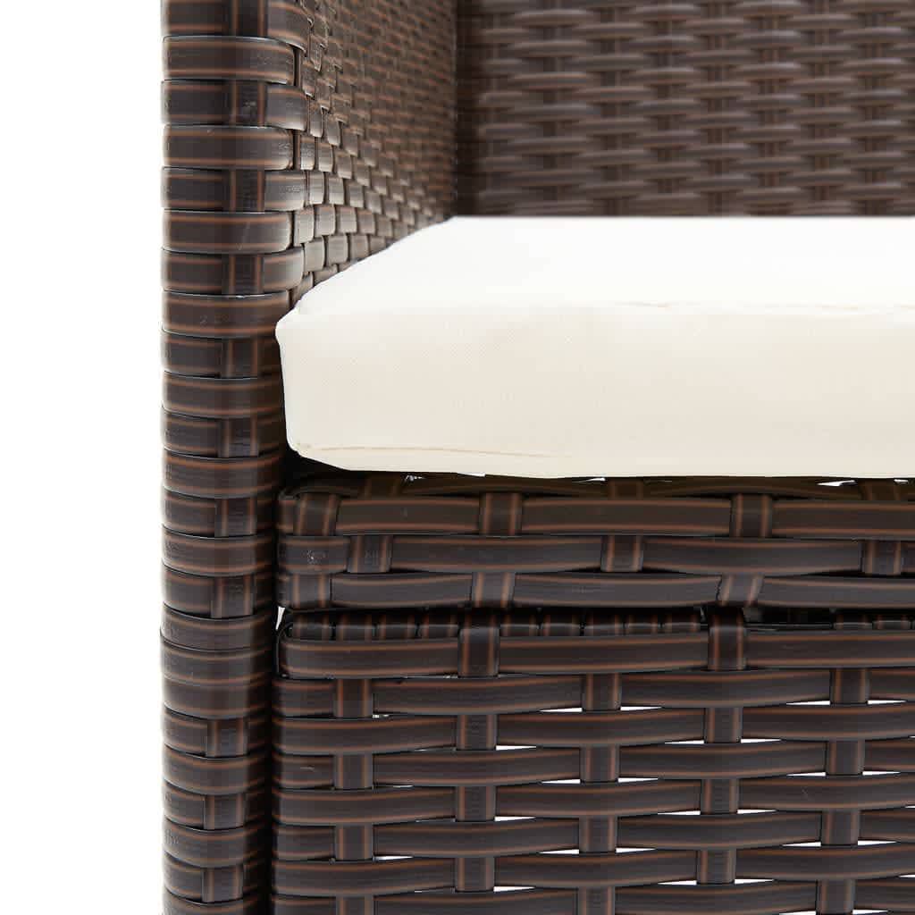 vidaXL 3 Piece Garden Dining Set with Cushions Poly Rattan Brown