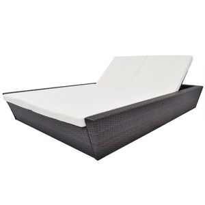 vidaXL Outdoor Lounge Bed with Cushion Poly Rattan Brown