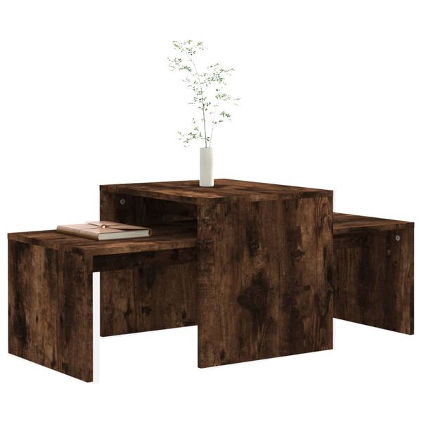 vidaXL Coffee Table Set Smoked Oak 100x48x40 cm Engineered Wood