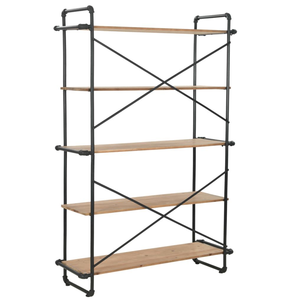 vidaXL Bookcase Solid Firwood and Steel 120x42x180 cm
