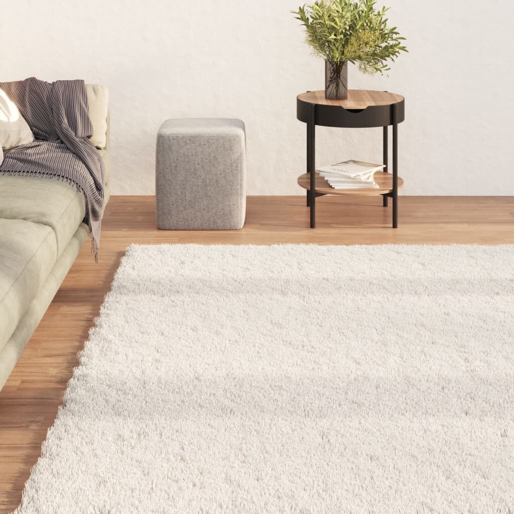 vidaXL Washable Rug Soft Shaggy Cream 160x230 cm Anti Slip