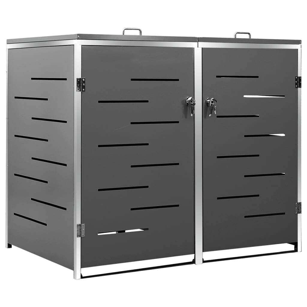 vidaXL Double Wheelie Bin Shed 138x77.5x112.5 cm Stainless Steel