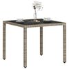 vidaXL Garden Table with Glass Top Light Grey 90x90x75 cm Poly Rattan
