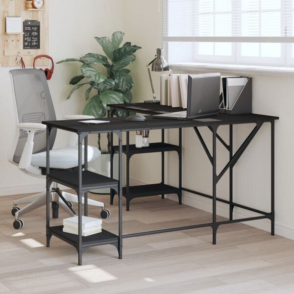vidaXL Desk Black 139x139x75 cm Engineered Wood