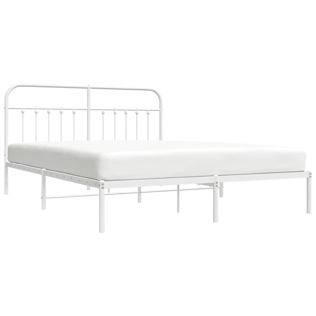 vidaXL Metal Bed Frame without Mattress with Headboard White 183x213cm