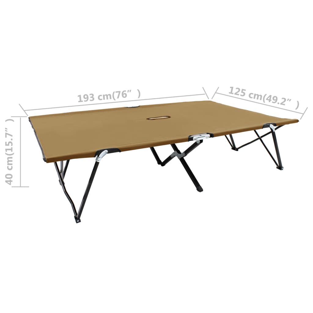 vidaXL Two Person Folding Sun Lounger Taupe Steel