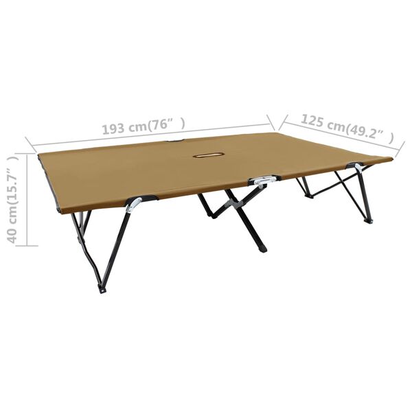 vidaXL Two Person Folding Sun Lounger Taupe Steel