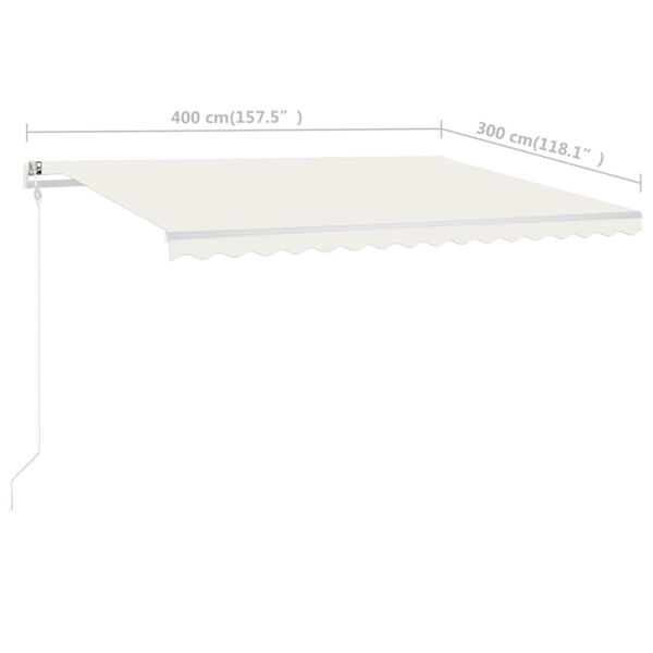 vidaXL Manual Retractable Awning with Posts 4x3 m Cream