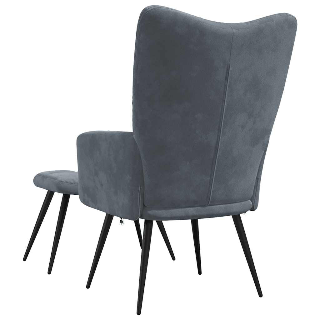 vidaXL Relaxing Chair with a Stool Dark Grey Velvet