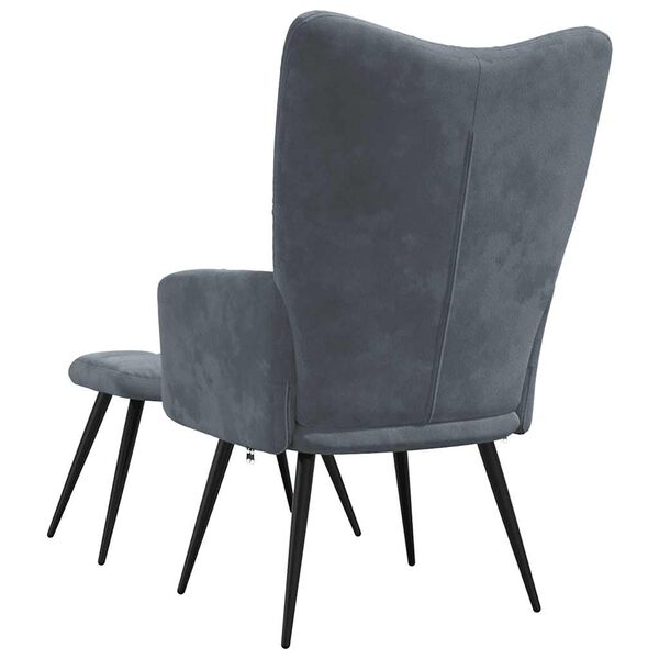 vidaXL Relaxing Chair with a Stool Dark Grey Velvet