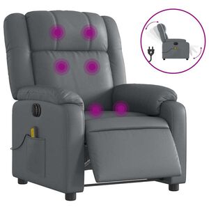 vidaXL Electric Massage Recliner Chair Grey Faux Leather