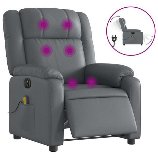 vidaXL Electric Massage Recliner Chair Grey Faux Leather