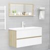 vidaXL Bathroom Mirror White and Sonoma Oak 90x10.5x37 cm Engineered Wood