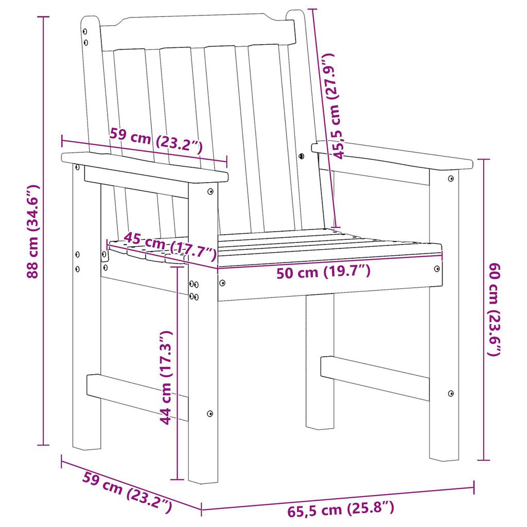 vidaXL Garden Dining Chairs 4 pcs Black 65,5x55,5x88 cm HDPE