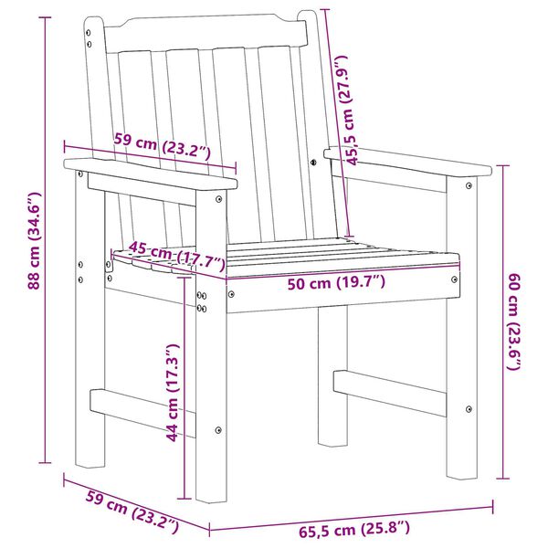vidaXL Garden Dining Chairs 4 pcs Black 65,5x55,5x88 cm HDPE