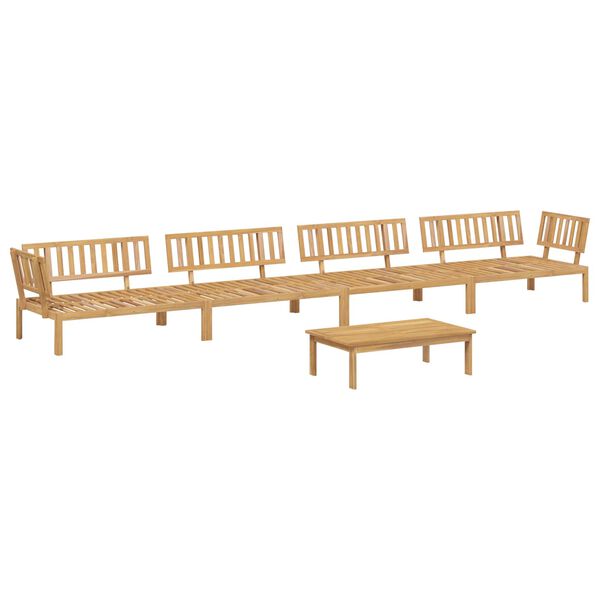 vidaXL Sofa Set with Cushion Plain Manual 5 pcs Grey Solid Acacia Wood