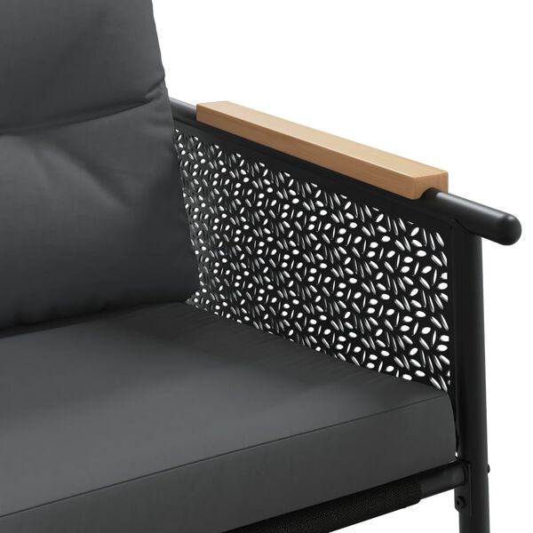 vidaXL 4 Piece Balcony Furniture Set with Cushions Black Steel