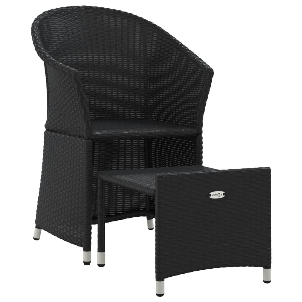 vidaXL 2 Piece Garden Lounge Set with Cushions Black Poly Rattan