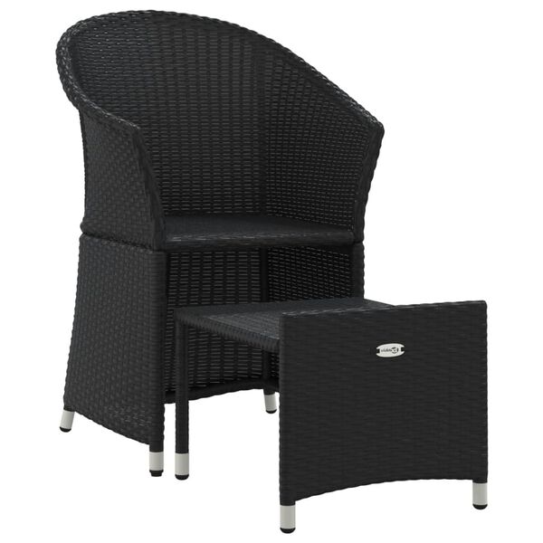 vidaXL 2 Piece Garden Lounge Set with Cushions Black Poly Rattan