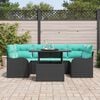 vidaXL Garden Sofa Set with Cushion 7 pcs Black Poly rattan