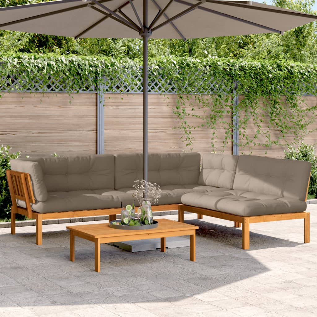 vidaXL 4 Piece Garden Pallet Sofa Set with Cushions Solid Wood Acacia