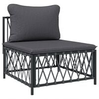 vidaXL Garden Middle Sofa with Cushions Anthracite Woven Fabric