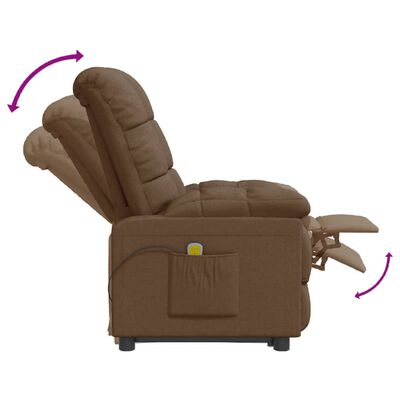 vidaXL Massage Recliner Brown Fabric