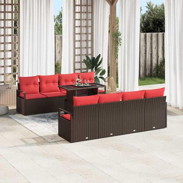 vidaXL Garden Sofa Set Manual 7 pcs Brown and red 100 x 55 x 73 cm
