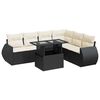 vidaXL 7 Piece Garden Sofa Set with Cushions Black Poly Rattan