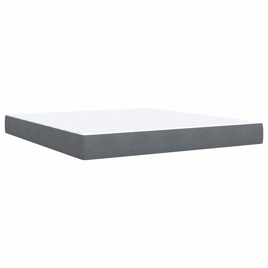 vidaXL Box Spring Bed with Mattress Dark Grey King Velvet