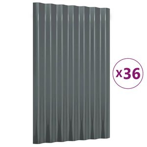 vidaXL Roof Panels 36 pcs Galvanised Steel Anthracite 60x36 cm
