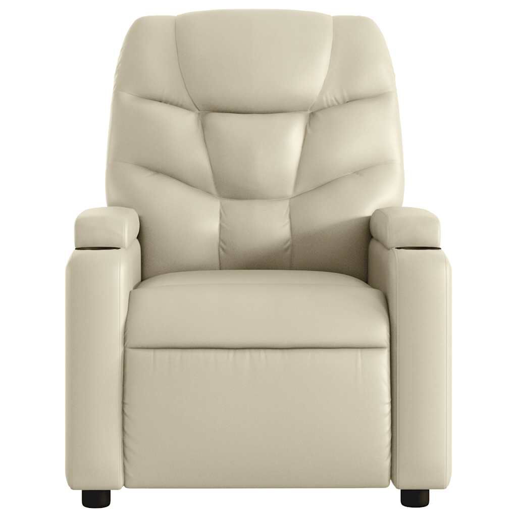 vidaXL Electric Stand up Massage Recliner Chair Cream Faux Leather