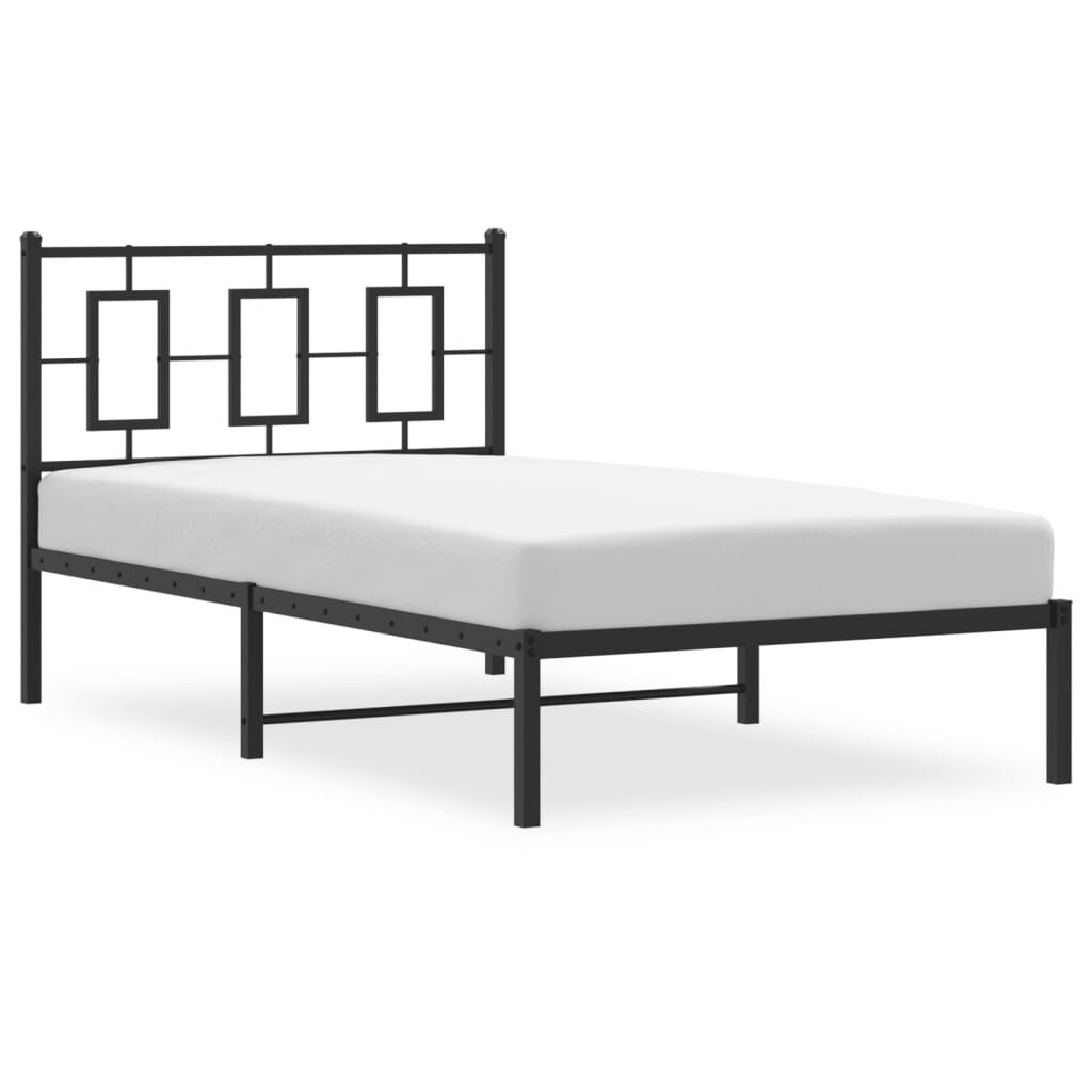 vidaXL Metal Bed Frame without Mattress with Headboard Black 100x200cm