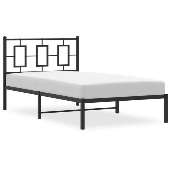 vidaXL Metal Bed Frame without Mattress with Headboard Black 100x200cm