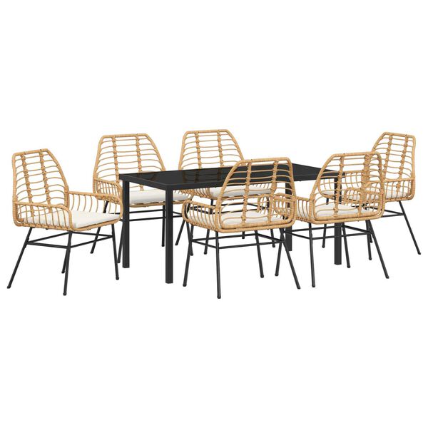 vidaXL Garden Dining Set 7 pcs Brown Poly Rattan