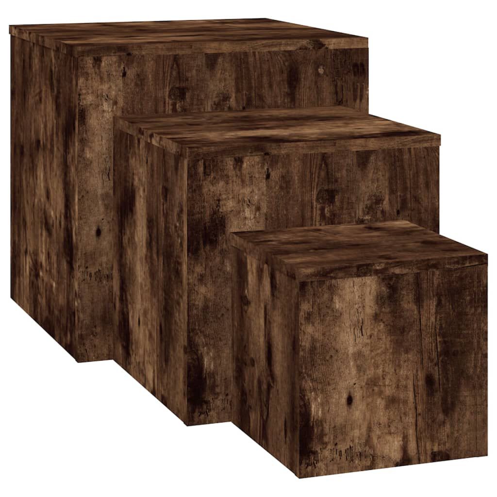 vidaXL Side Tables 3 pcs Smoked Oak Engineered Wood