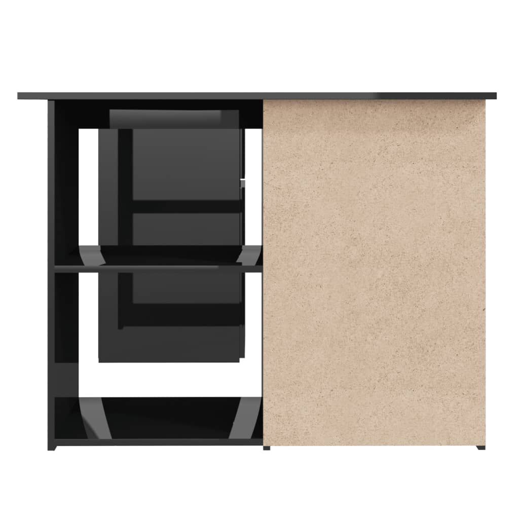 vidaXL Corner Desk High Gloss Black 145x100x76 cm Engineered Wood