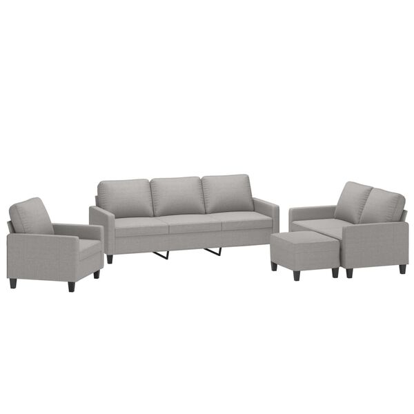 vidaXL 4 Piece Sofa Set with Cushions Light Grey Fabric