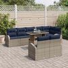 vidaXL Garden Sofa Set with Storage 9 pcs Grey and Navy Poly Rattan