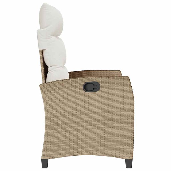 vidaXL Reclining Garden Chair with Side Table Beige Poly Rattan