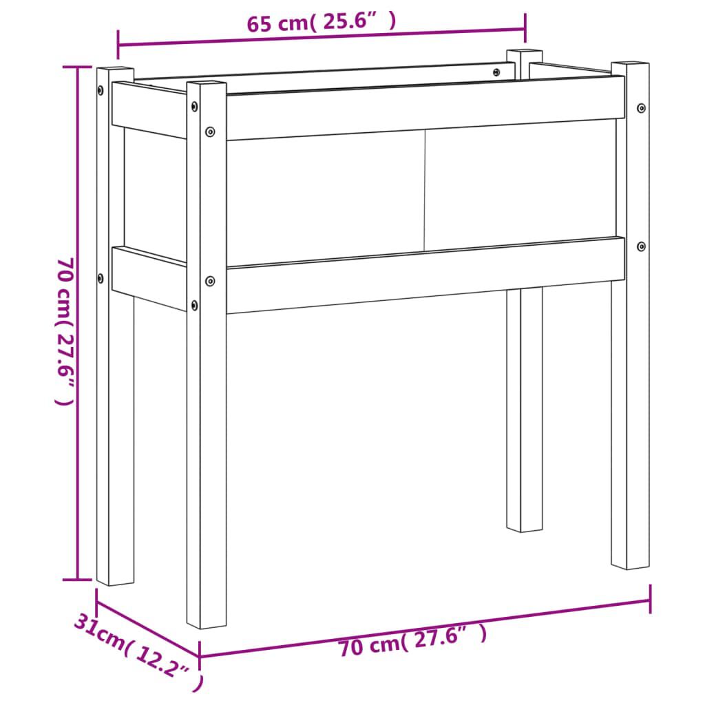 vidaXL Garden Planter with Legs White 70x31x70 cm Solid Wood Pine