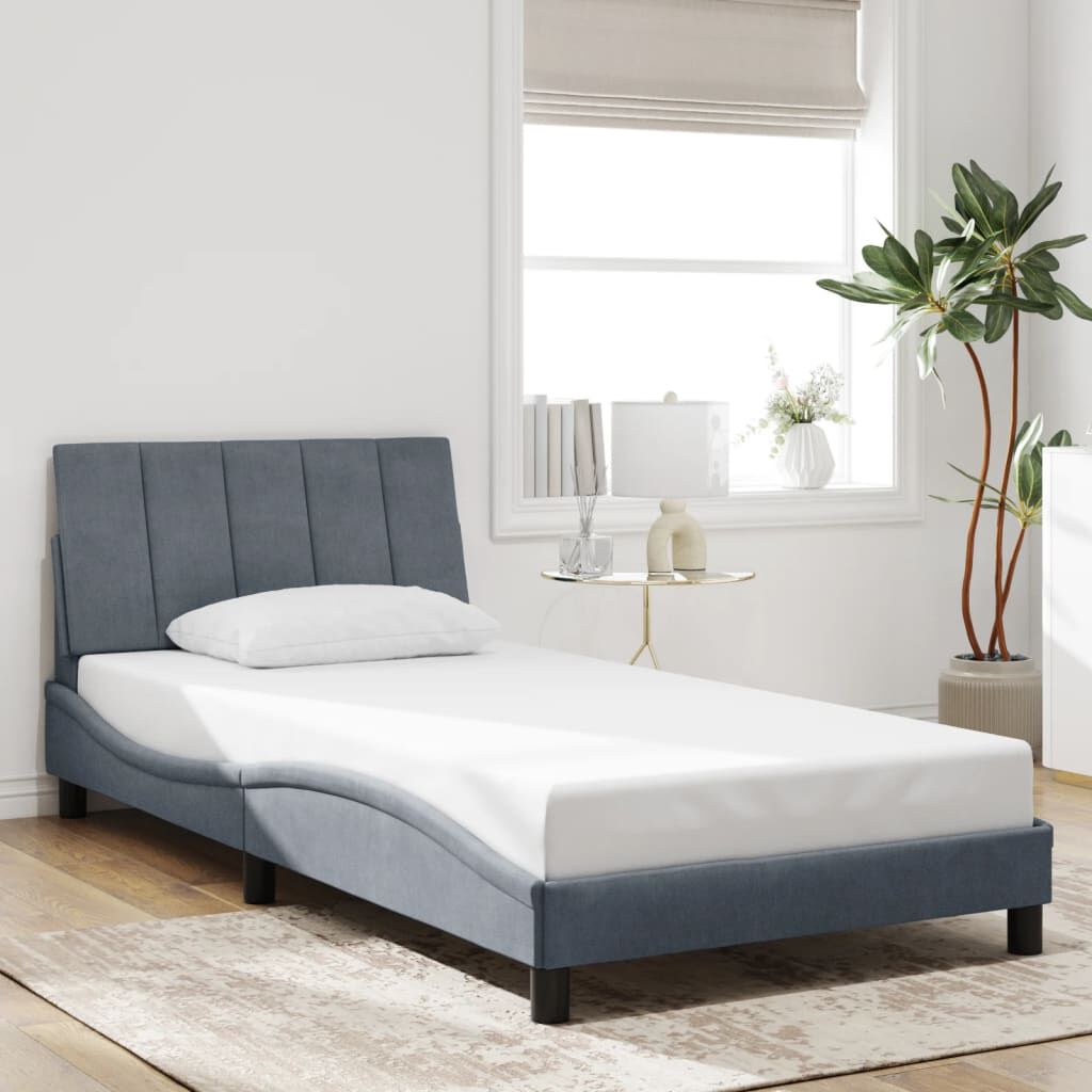 vidaXL Bed Frame without Mattress Dark Grey 100x190 cm Velvet
