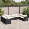 vidaXL 9 Piece Garden Lounge Set with Cushions Black Poly Rattan