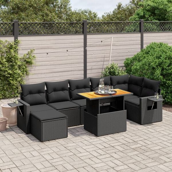 vidaXL 8 Piece Garden Sofa Set with Cushions Grey Poly Rattan