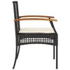 vidaXL Garden Chairs with Cushions 4 pcs Black Poly Rattan Acacia Wood