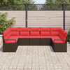 vidaXL Sofa Set with Cushion 9 pcs Brown Poly Rattan