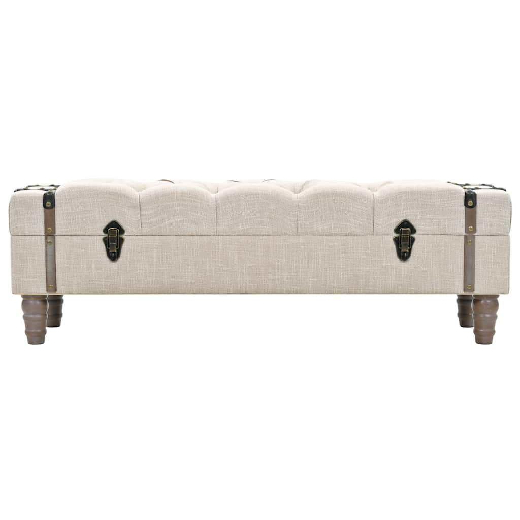 vidaXL Storage Bench 111 cm Cream Solid Wood Fir&Fabric