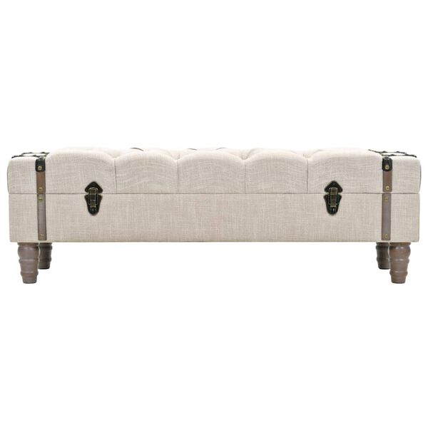 vidaXL Storage Bench 111 cm Cream Solid Wood Fir&Fabric