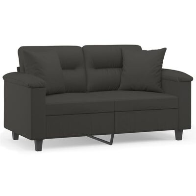 vidaXL 2-Seater Sofa with Pillows&Cushions Dark Grey 120 cm Microfibre Fabric